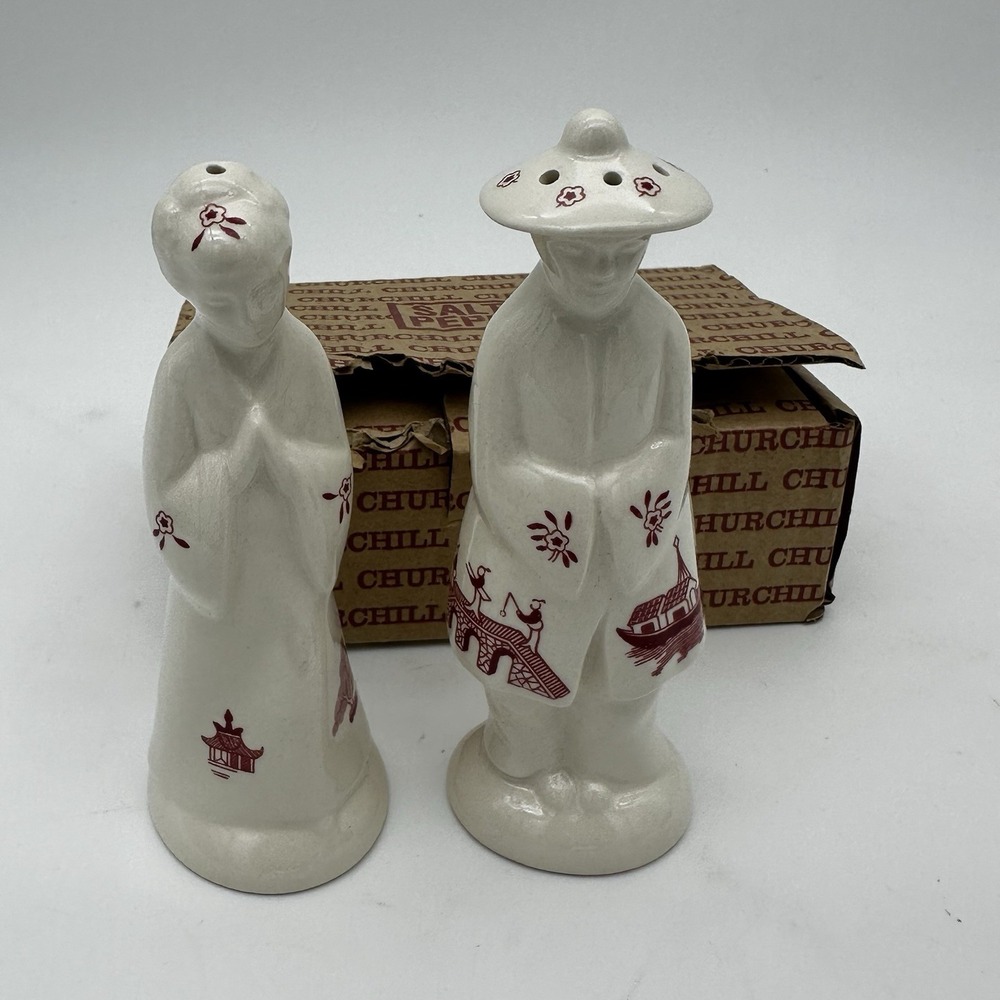 Retired Pair Churchill Of England Willow Rosa Pink Figural Salt Pepper Shakers